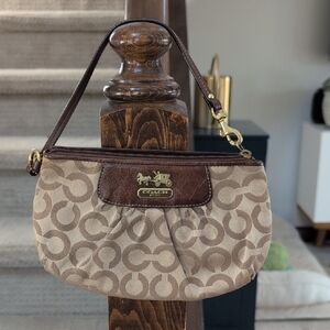 Coach Brown and Tan Monogram Clutch